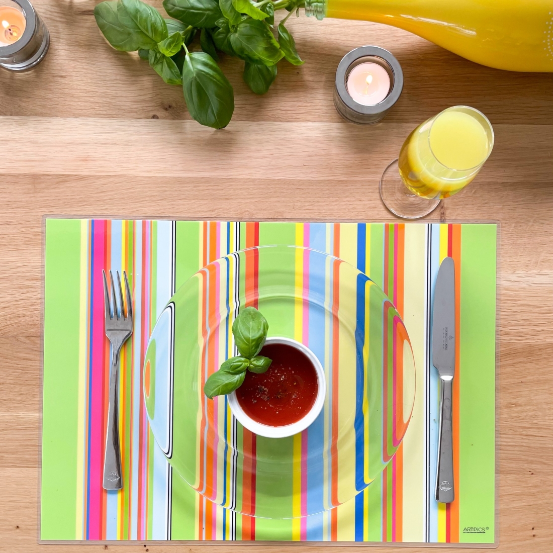 4 Tischsets Platzsets abwaschbar Stripes sortiert von ARTIPICS - Kunststoff 42x30 cm